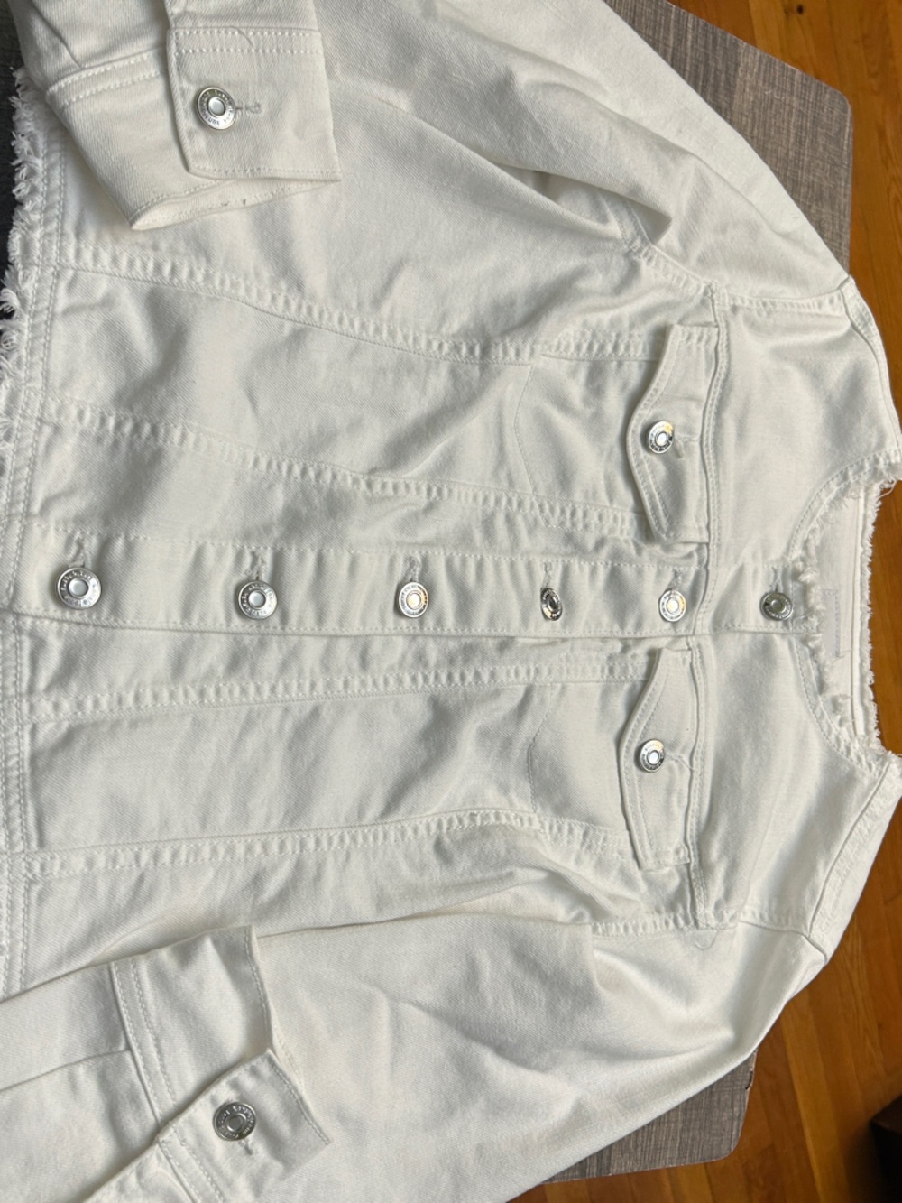 Kensie White Frayed Hem Jean Jacket for Girls